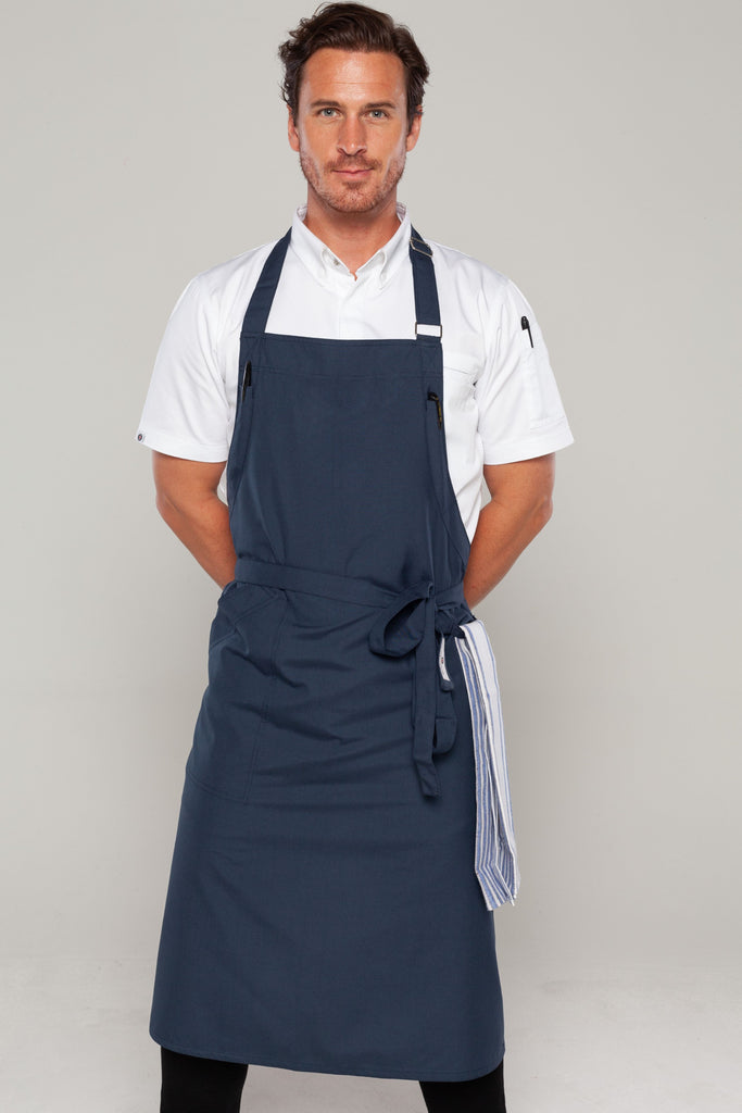 large size bluish grey chef apron