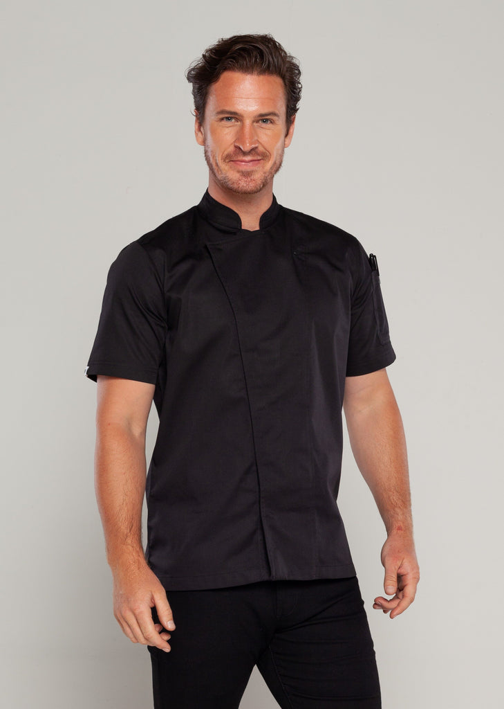 TUNIC BLACK CHEF JACKET SHORT SLEEVES 