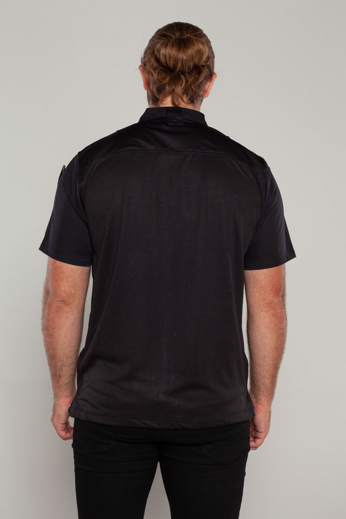 air vents black chef jacket with press buttons