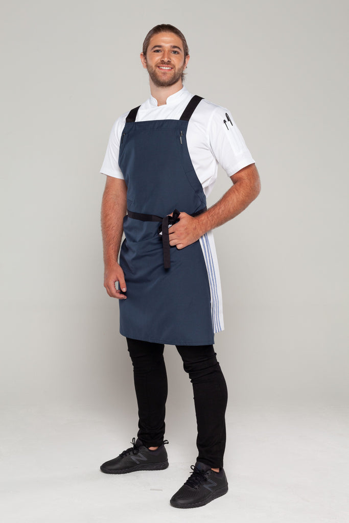 Crossover Chef apron byron Bluish grey with black straps