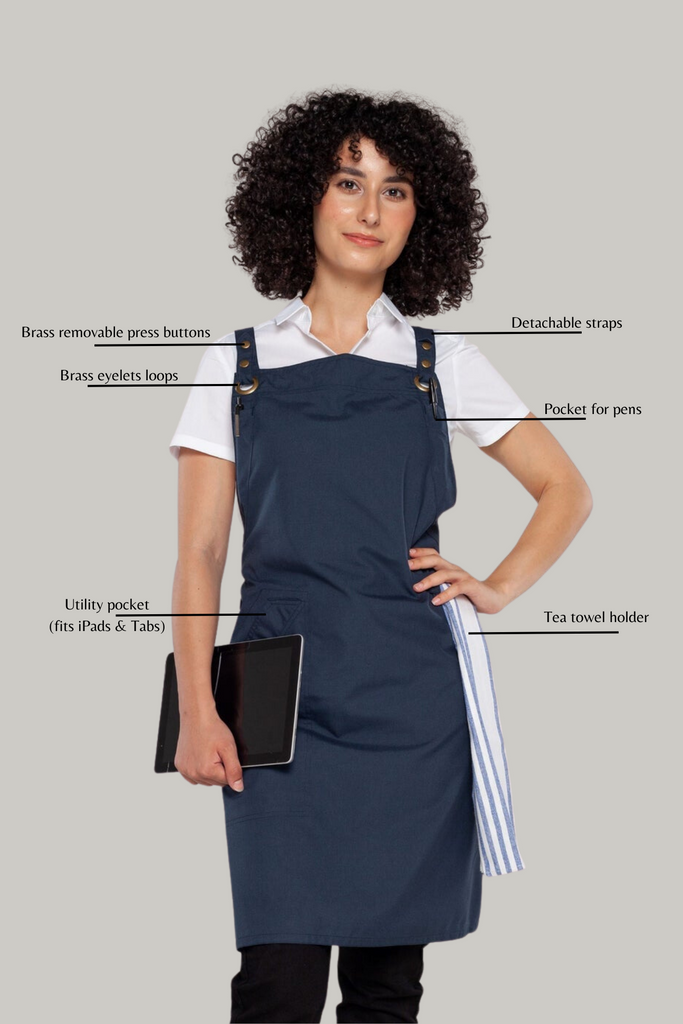 BONDI Crossover Apron Interchangeable straps Bluish Grey - Ace Chef Apparels