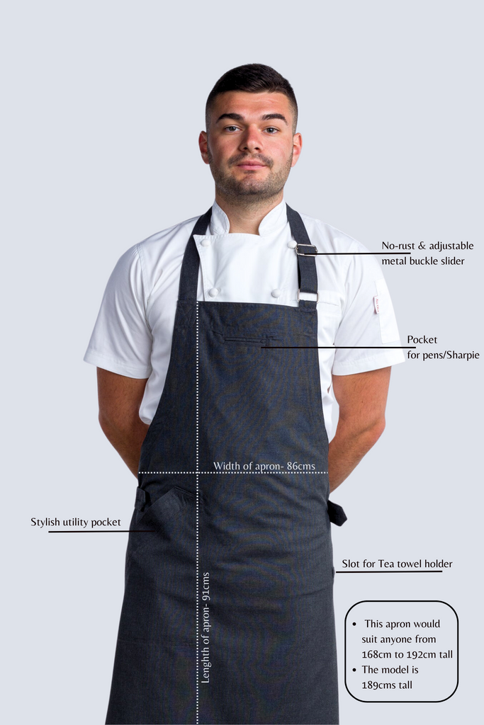 Press Strapless charcoal grey Chef Apron - Ace Chef Apparels