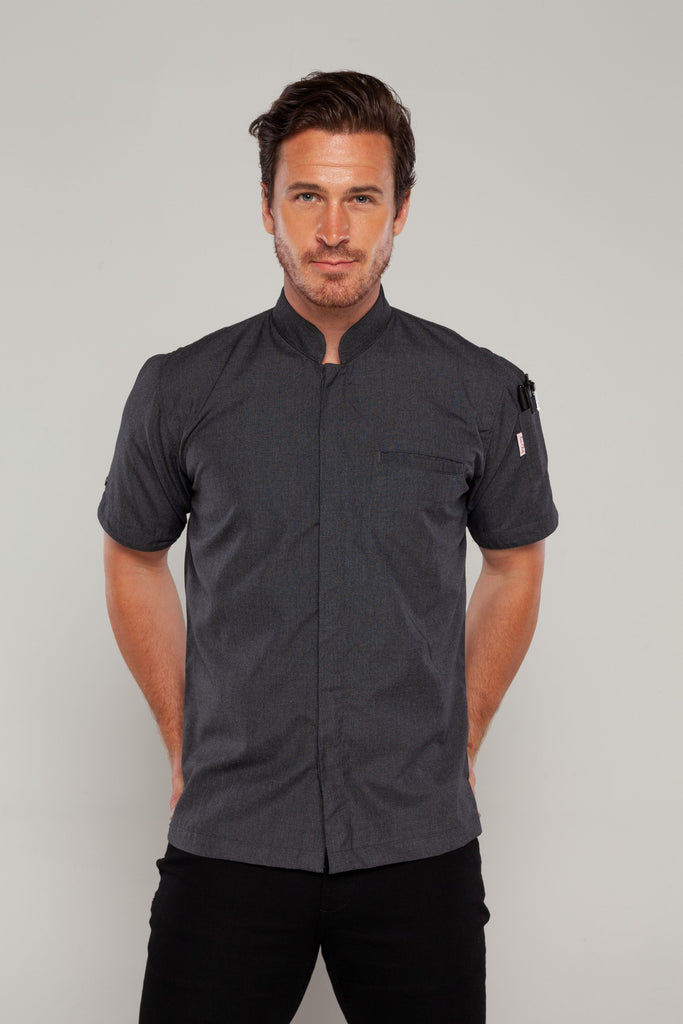 CHARCOAL GREY CHEF JACKET SHORT SLEEVES