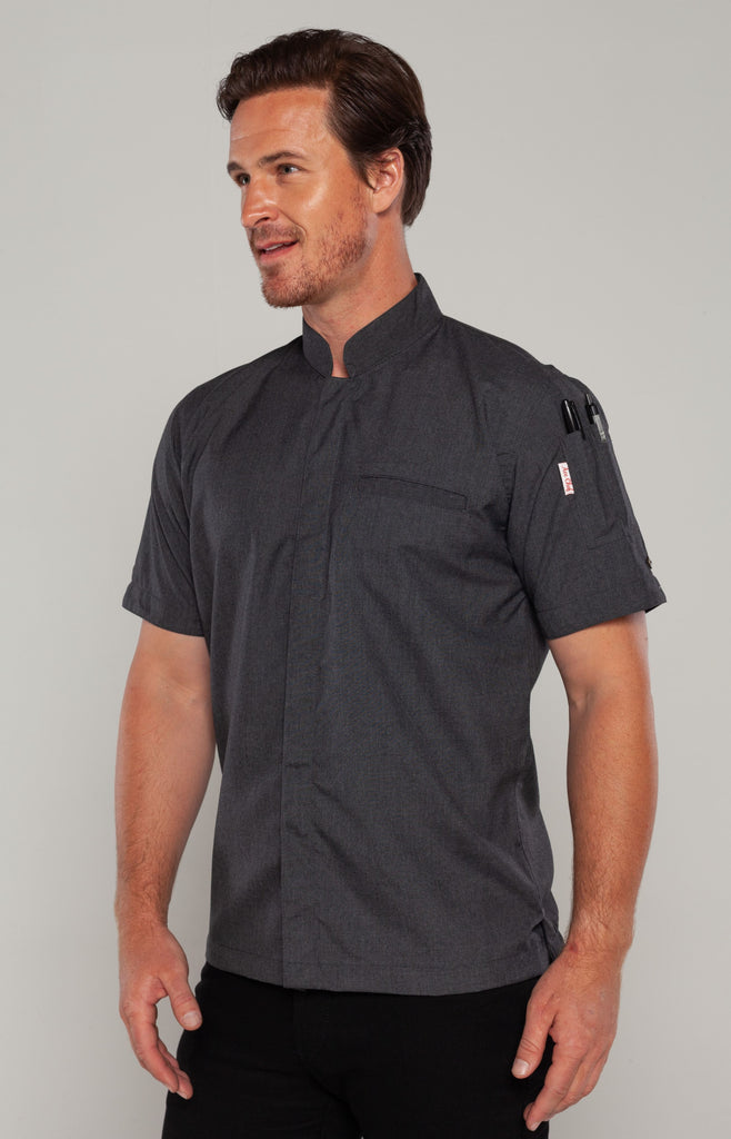 CHARCOAL GREY CHEF JACKET SHORT SLEEVES