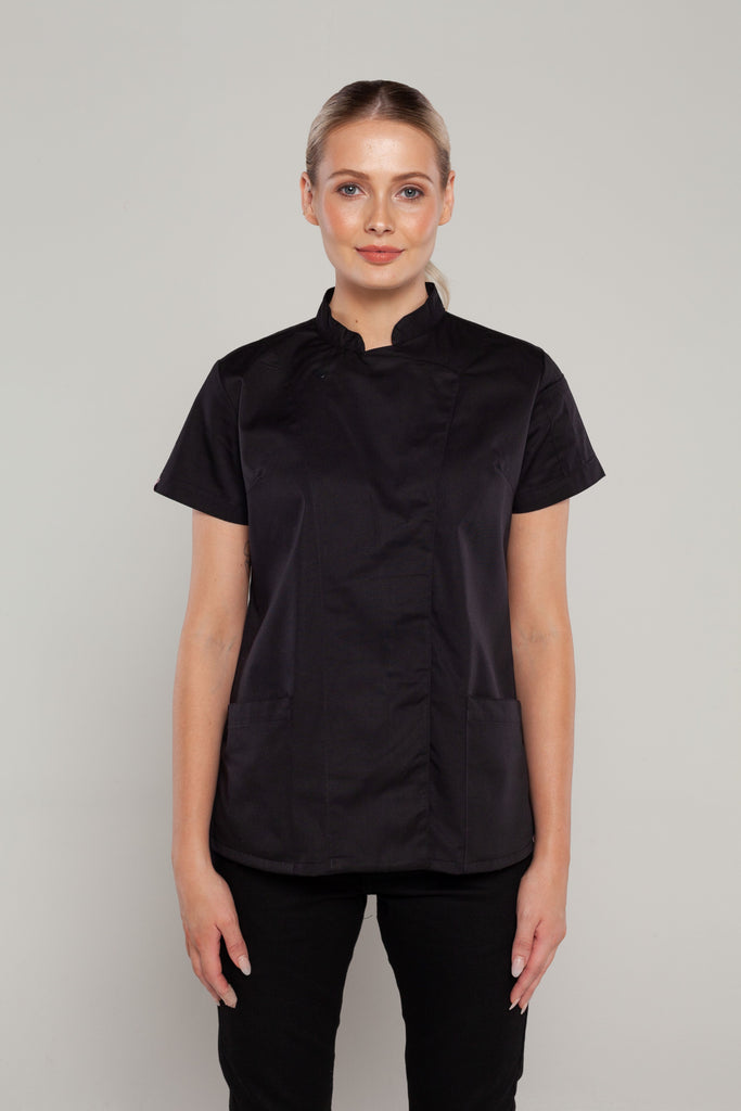 Sophia short sleeves Black women's chef jacket - Ace Chef Apparels