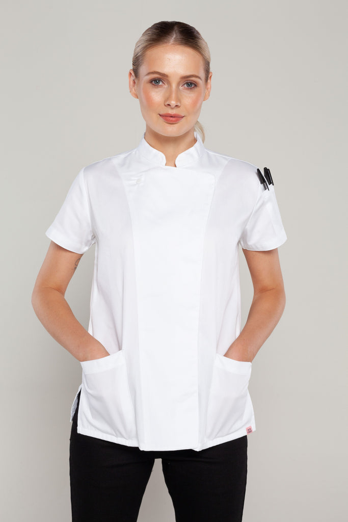 Sophia short sleeves white women's chef jacket - Ace Chef Apparels