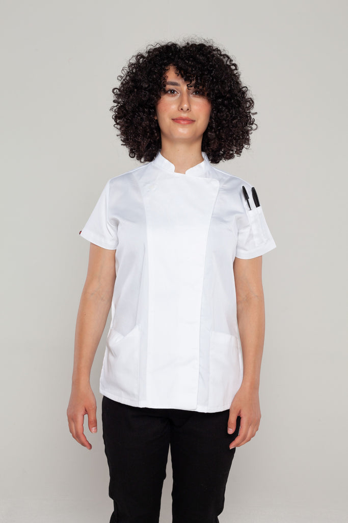 Sophia short sleeves white women's chef jacket - Ace Chef Apparels