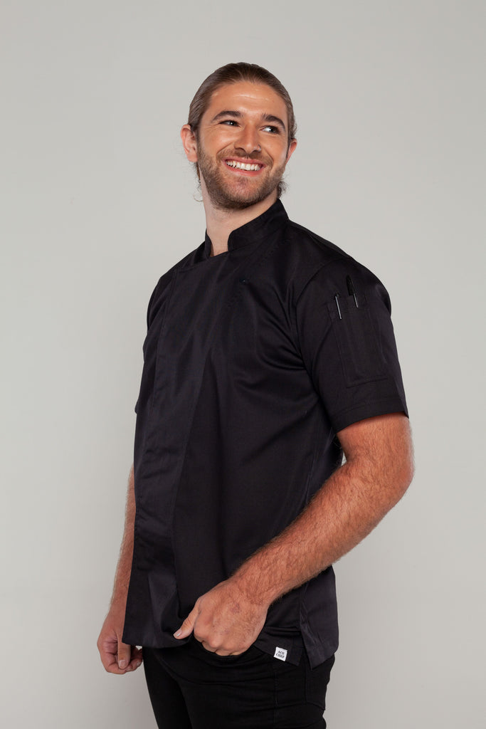 TUNIC BLACK CHEF JACKET SHORT SLEEVES 