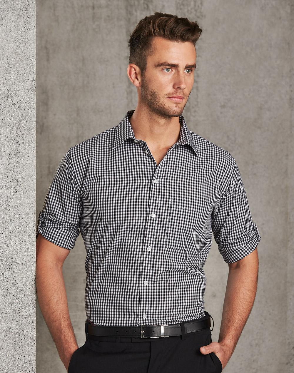 Men's Gingham Check Long Sleeve Shirt